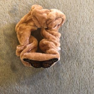 Light brown scrunchie with a butterfly